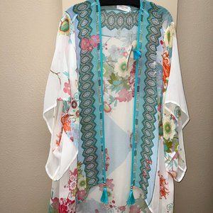 Johnny Was Miranda 100% Silk Printed Kimono New Boho NEW